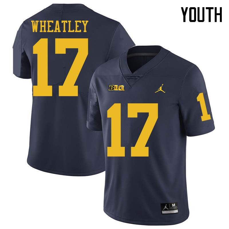 Jordan Brand Youth #17 Tyrone Wheatley Michigan Wolverines College Football Jerseys Sale-Navy